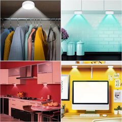 3pcs/6pcs Set, LED. Remote Control, RGBW 16 Adjustable Colors, Battery Powered, Cabinet Light, Night Light, Range Light, Decorative Light, Bedroom, Living Room,(Excluding Batteries)