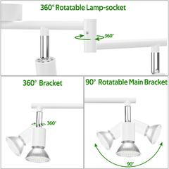 6-head LED Track Lighting Fixture, No Bulbs (GU10 Base, White)