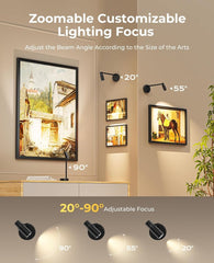 Zoomable Picture Light for Wall, Battery Operated Art Light for Paintings CCT Dimmable Spotlight for Wall Art Wall Light with Remote Control for Living Room Gallery Dartboard Bathroom - wall sconce - AIBOO