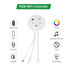 AIBOO RGB/RGBW WiFi Controller with Remote for RGB/RGBW LED Puck light,Compatible with Alexa and Google Assistant