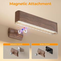 Magnetic Wireless Battery Operated Wall Sconce, Rechargeable Remote Control & Touch Control Wall Sconces Set of Two, 3-Color Temperatures LED Wall Lights, 360° Rotatable (Walnut, 2-Pack) - wall sconce - AIBOO