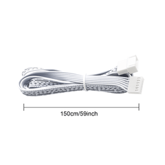 Flexible Extendable Cables for AIBOO Under Cabinet Lighting Kit RGB and CCT LED Puck Lights , White 150cm (59 Inch) Extension Cords (6-Pin White Cords, Pack of 4)
