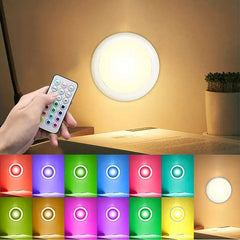 3pcs/6pcs Set, LED. Remote Control, RGBW 16 Adjustable Colors, Battery Powered, Cabinet Light, Night Light, Range Light, Decorative Light, Bedroom, Living Room,(Excluding Batteries)