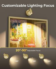 Spot Lights Indoor, Rechargeable Picture Light with Remote, Dimmable CCT Spotlight for Wall Art, 6000mAh Battery Uplights Indoor with Timer for Plant Artwork Painting Sofa Corner Light Gold - Wall Lamp - AIBOO