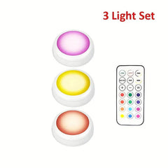 3pcs/6pcs Set, LED. Remote Control, RGBW 16 Adjustable Colors, Battery Powered, Cabinet Light, Night Light, Range Light, Decorative Light, Bedroom, Living Room,(Excluding Batteries)