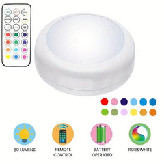3pcs/6pcs Set, LED. Remote Control, RGBW 16 Adjustable Colors, Battery Powered, Cabinet Light, Night Light, Range Light, Decorative Light, Bedroom, Living Room,(Excluding Batteries)