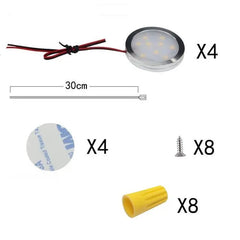 12 V LED-Unterbaubeleuchtung, schlankes Aluminium, 2 W, 30 cm, festverdrahtet, runde, flache Puck-Leuchten für die Beleuchtung von Küchentheken