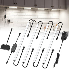 Under Cabinet Lighting, Timer & CCT with Slider Dimmer, Plug - in 12Inch 12W Lights for Gun Safe, Curio Cabinet, Kitchen, Bookshelf (4 Bars Kit) - under cabinet lighting kit - AIBOO