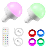 E27 USB Rechargeable LED Bulbs with 15 Colour Changing, Battery Light Bulbs with Magnetic Base Detachable, Wireless E27 Dimmable LED Bulbs with Remote for Wall Lights and Table Lamps 2 Pack