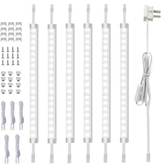 Under Cabinet Lighting, Dimmable 12 inch Under Counter Lights, 120V Plug in & Hardwired, Linkable LED Closet Lights for Kitchen, Shelf, Workbench, Desk,Cupboard,Garage (6 PCS),Cold White 6000K