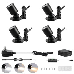 Dimmable LED Mini Spotlight, 12V CCT 2700K - 6000K, Adjustable for Display, Cabinet, Showcase, Artwork, 360° Rotatable Accent Lighting, Surface Mount with Slider Dimmer & Adapter (CCT, 8, Pack) - Wall Lamp - AIBOO