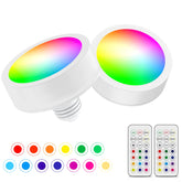 Under Cabinet Kitchen Lights Rechargeable with Remote 2 Pack,White Light+RGB E26/E27 Battery Operated Bulbs with Remote Control and Timer Dimmable Light Bulb for Wall Sconces,Home