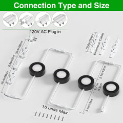 Swivel Puck Lights, Dimmable 120V LED Under Cabinet Lighting,Hardwired/Plug in for Kitchen, Closet, Display Cabinet, Shelf(Warm White/3000K) (Black, 4, Pack)