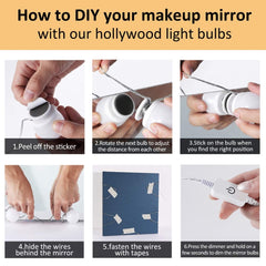 AIBOO LED Makeup Vanity Lights with 14 Dimmable Light Bulbs, Hollywood Style Cosmetic Mirror Lights, USB Cable, 3 Color Modes for Dressing Room Tabletop Bedroom - vanity light - AIBOO