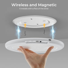Rechargeable Motion Sensor Ceiling Light with Remote, Battery Operated Magnetic Wireless Ceiling Light, 3 Colors Dimmable Indoor Overhead LED Lights for Closet Shower Pantry Shed Hallway Porch