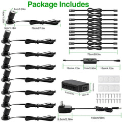 Dimmable LED Mini Spotlight, 12V CCT 2700K - 6000K, Adjustable for Display, Cabinet, Showcase, Artwork, 360° Rotatable Accent Lighting, Surface Mount with Slider Dimmer & Adapter (CCT, 8, Pack) - Wall Lamp - AIBOO