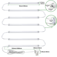 AIBOO Under Cabinet Lighting, Dimmable 12 inch Under Counter Lights, 120V Plug in & Hardwired, Linkable LED Closet Lights for Kitchen, Shelf, Workbench, Desk,Cupboard,Garage (12 PCS), Warm White 3000K - 120v cabinet lights - AIBOO