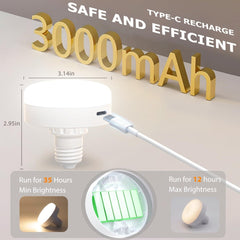 3000mAh Battery Rechargeable Light Bulbs Dimmable, 12RGB+CCT Color Changing Screw in Puck Light Bulbs, Non Hardwired LED E26 Bedroom Light Bulbs for Wall Sconce,Table Lamp(2 Pack) - light bulb - AIBOO