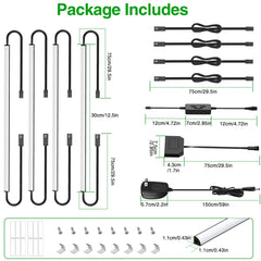 Under Cabinet Lighting, Timer & CCT with Slider Dimmer, Plug - in 12Inch 12W Lights for Gun Safe, Curio Cabinet, Kitchen, Bookshelf (4 Bars Kit) - under cabinet lighting kit - AIBOO