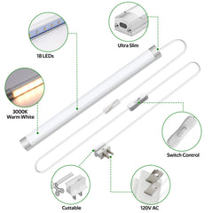 AIBOO Under Cabinet Lighting, Dimmable 12 inch Under Counter Lights, 120V Plug in & Hardwired, Linkable LED Closet Lights for Kitchen, Shelf, Workbench, Desk,Cupboard,Garage (12 PCS), Warm White 3000K OR Cold White 6000K