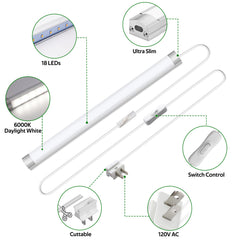 Under Cabinet Lighting, Dimmable 12 inch Under Counter Lights, 120V Plug in & Hardwired, Linkable LED Closet Lights for Kitchen, Shelf, Workbench, Desk,Cupboard,Garage (6 PCS),Cold White 6000K