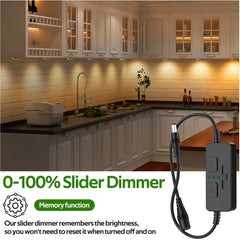 AIBOO Single Color Slider Dimmer with Timer - PWM 1pc DC 5V/12V/24V LED Controller, 36W Max, Slide Brightness Control & Auto - Off for LED Strip Lights, Closet, Counter, Aquarium Lighting - adapter - AIBOO