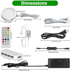 AIBOO Under Cabinet Lighting Kit, 8 Pack Dimmable RGB and CCT LED Puck Lights with Timer Function, Wireless Remote Control, Linkable Design, Ideal for Kitchen, Living Room, and Display Shelves - under cabinet lighting kit - AIBOO