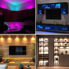 RGB+Warm OR RGB+Daylight White Color Changing Under Cabinet Lighting Kit,Under Cabinet LED Closet Lights Puck Light with IR Remote,Dimmable Under Counter Lighting for Wardrobe Kitchen Hard Wired 14 Lights