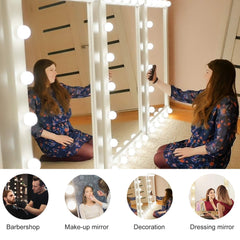 AIBOO LED Makeup Vanity Lights with 14 Dimmable Light Bulbs, Hollywood Style Cosmetic Mirror Lights, USB Cable, 3 Color Modes for Dressing Room Tabletop Bedroom - vanity light - AIBOO