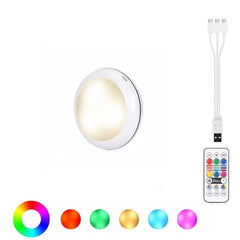 AIBOO USB wiederaufladbare RGBW LED Schrankleuchte Pucklampe 16 Farben Timmer Fernbedienung unter Regal Küchenthekenbeleuchtung