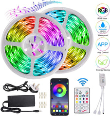 APP-Steuerung LED-Lichtstreifen 10M RGB LED-Lichtstreifen Musiksynchronisation Farbwechselnde Lichterketten Wasserdichte Bänder Lichter für Schlafzimmer 1 Bestellung