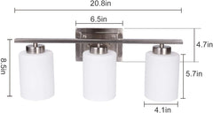 Badezimmer-Beleuchtungsvorrichtung über dem Spiegel, Badezimmer-Waschtischleuchte, E26-Innenwandlampe, Badezimmerleuchten mit gebürstetem Nickel-Finish und weißem Milchglasschirm (Glühbirnen nicht enthalten)