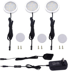Lot de 3 lampes LED sous armoire Aiboo - Lampes à rondelles minces en aluminium