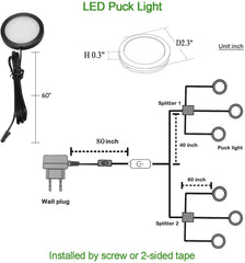 AIBOO LED-Beleuchtungsset für unter den Schrank, schwarze Abdeckung, mit Touch-Dimmerschalter für Küchenschrankbeleuchtung (6 Lichter, Warmweiß 2700 K, Tagesweiß 6000 K)