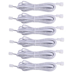 Flexibles Verlängerungskabel für LED-Schrankbeleuchtungsset, 3 m (118,11 Zoll) (2-poliges weißes Kabel, 6 Packungen)