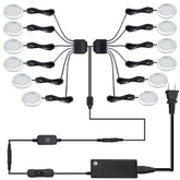 AIBOO LED Under Cabinet Lighting, 12 PCS Under Counter Lights, Touch Dimming Function, Hardwired or Plug in with Adapter, Updated Home Light, Accent Lights 24W 12 Lights