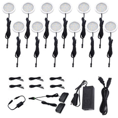 AIBOO LED-Unterschrankbeleuchtung, 12 Stück Unterbauleuchten, Touch-Dimmfunktion, fest verdrahtet oder per Stecker mit Adapter, modernes Heimlicht, Akzentleuchten 24 W, 12 Lichter