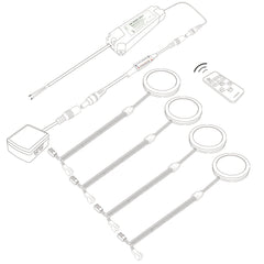 AIBOO Éclairage LED sous-meuble connectable à câblage direct 12 V Slim Aluminium Dimmable Puck Lights avec télécommande RF pour éclairage d'accentuation 4 lumières, PAS de prise murale