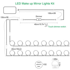 Makeup Mirror Lights (4000K, 16Bulbs, Plug in) Mirror Not Included