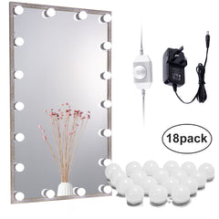 Verknüpfbare LED-Leuchten für Schminkspiegel (2700 K/4000 K/6000 K, Steckernetzteil, 18 Glühbirnen)