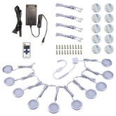 AIBOO Linkable Under Cabinet LED Lighting 12V Dimmable Puck Lights with Wireless RF Remote Control, Wall Plug in 10 Lights