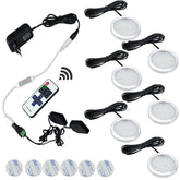AIBOO 12V Under Cabinet Light LED Puck Lights Wireless Downlight Spotlights LED Kitchen Lighting 6 Lights