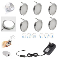 AIBOO LED Éclairage sous armoire 6PCS LED Puck Lights avec télécommande RF sans fil à intensité variable pour sous comptoir, étagères et meubles (fil blanc)