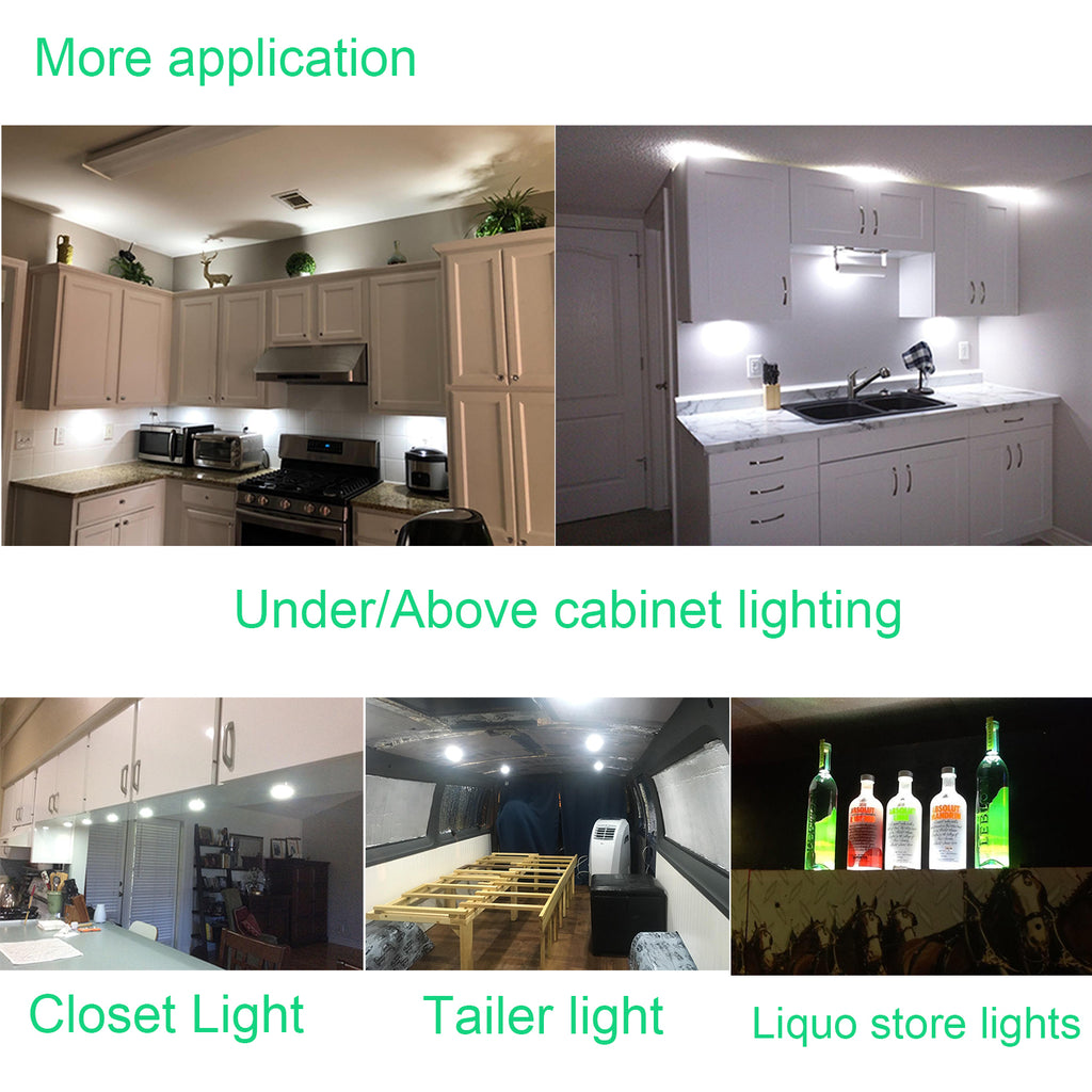 Dimmable LED Under Cabinet Puck Lights AIBOO 3 Wired Puck lights with RF Remote Control for Home Kitchen Counter Lighting