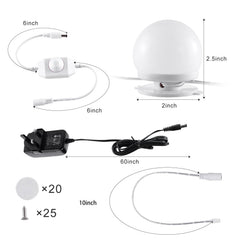 Linkable LED Makeup Mirror Lights(2700K/4000K/6000K, Plug in, 10Bulbs)