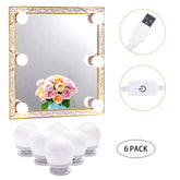 LED Makeup Mirror Lights (4000K, 6 Bulbs 5V USB) Mirror Not Included