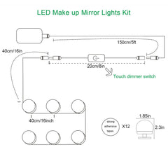 LED Makeup Mirror Lights(4000K, 6Bulbs, Plug in), Mirror Not Included