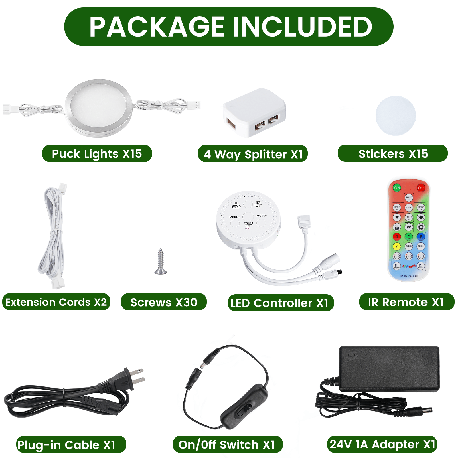 RGB Puck Lights AIBOO Color Changing Puck Lights - 15 Pack Dimmable LED ...