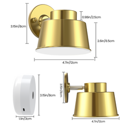 AIBOO LED Battery Operated Wall Lights with Remote, Color Changing and Dimmable Art Display Lights USB Rechargeable Wall Sconces for Bedroom, Living Room, Stairs, Gallery (Gold, 2 Pack)
