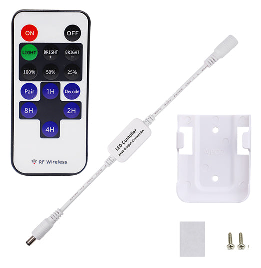 Mini-Fernbedienung für einfarbige LED-Lichtstreifen, HF-Dimmer für 12-V-DC-LED-Schrankleuchten (einfarbig)  522